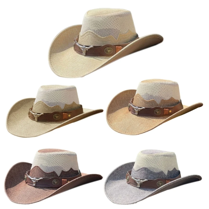 

Adult Unisex Cowboy Hat for Travel Outdoor Summer Sun Hat Soft Breathable Mesh Cowgirl Hat Women Men Beach Headwear