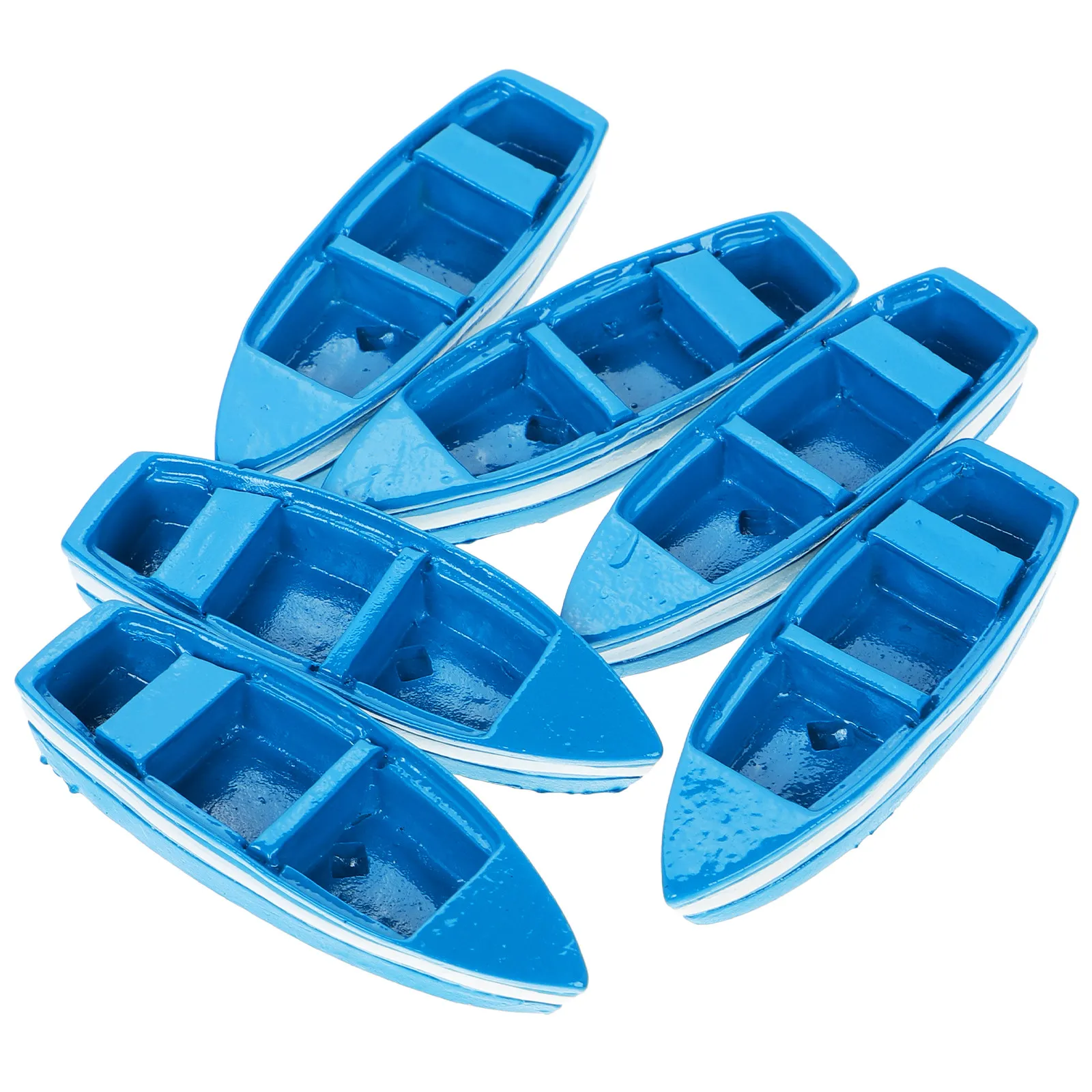 

Набор из 6 синих миниатюрных лодок-украшений премиум-класса для микроландшафта, декора в пляжной тематике, настольных кукольных домиков и песочниц