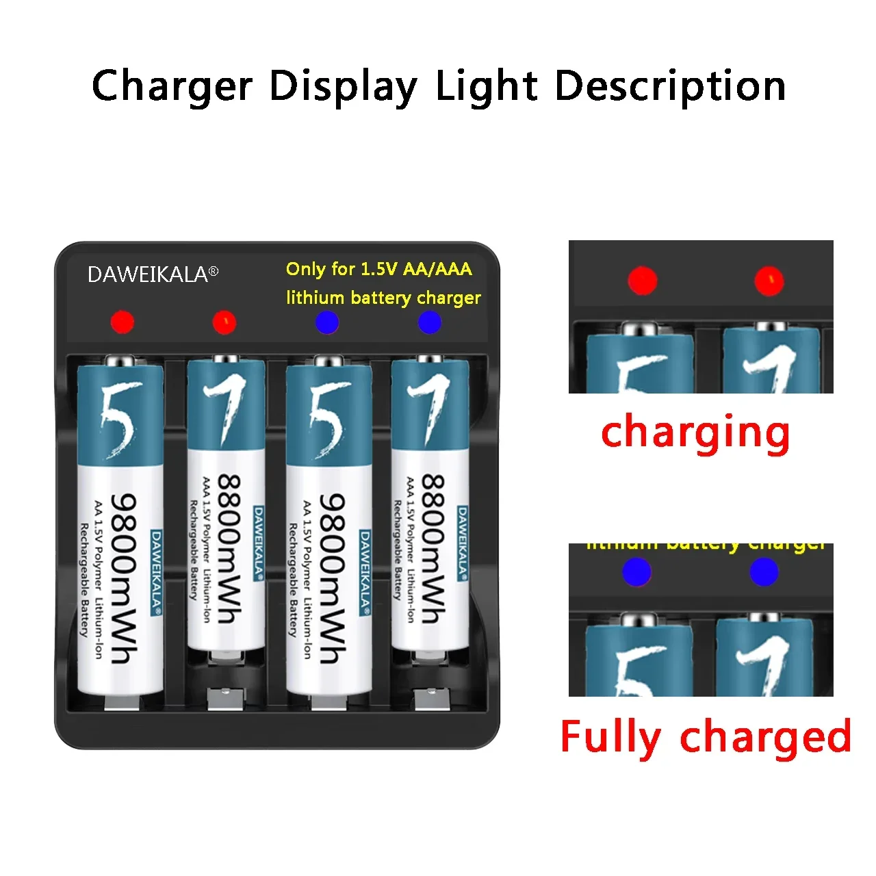 리모컨 마우스용 충전식 리튬 이온 배터리, 소형 선풍기 전기 장난감 USB 충전기, AA AAA 배터리, 1.5V