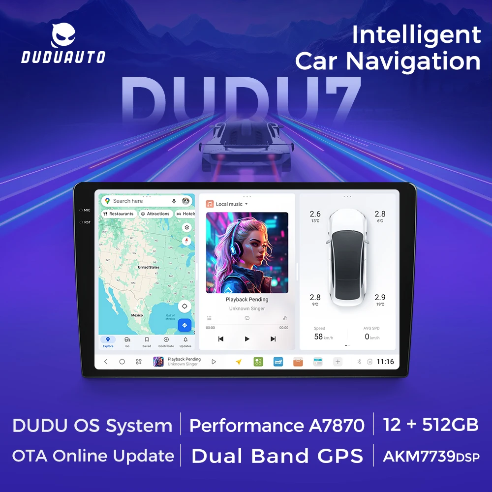 DUDUAUTO DUDU7 Android Auto Radio Für universal auto 9,5''/10,36''/11,5'' multimedia video player GPS Navigation drahtlose Carplay