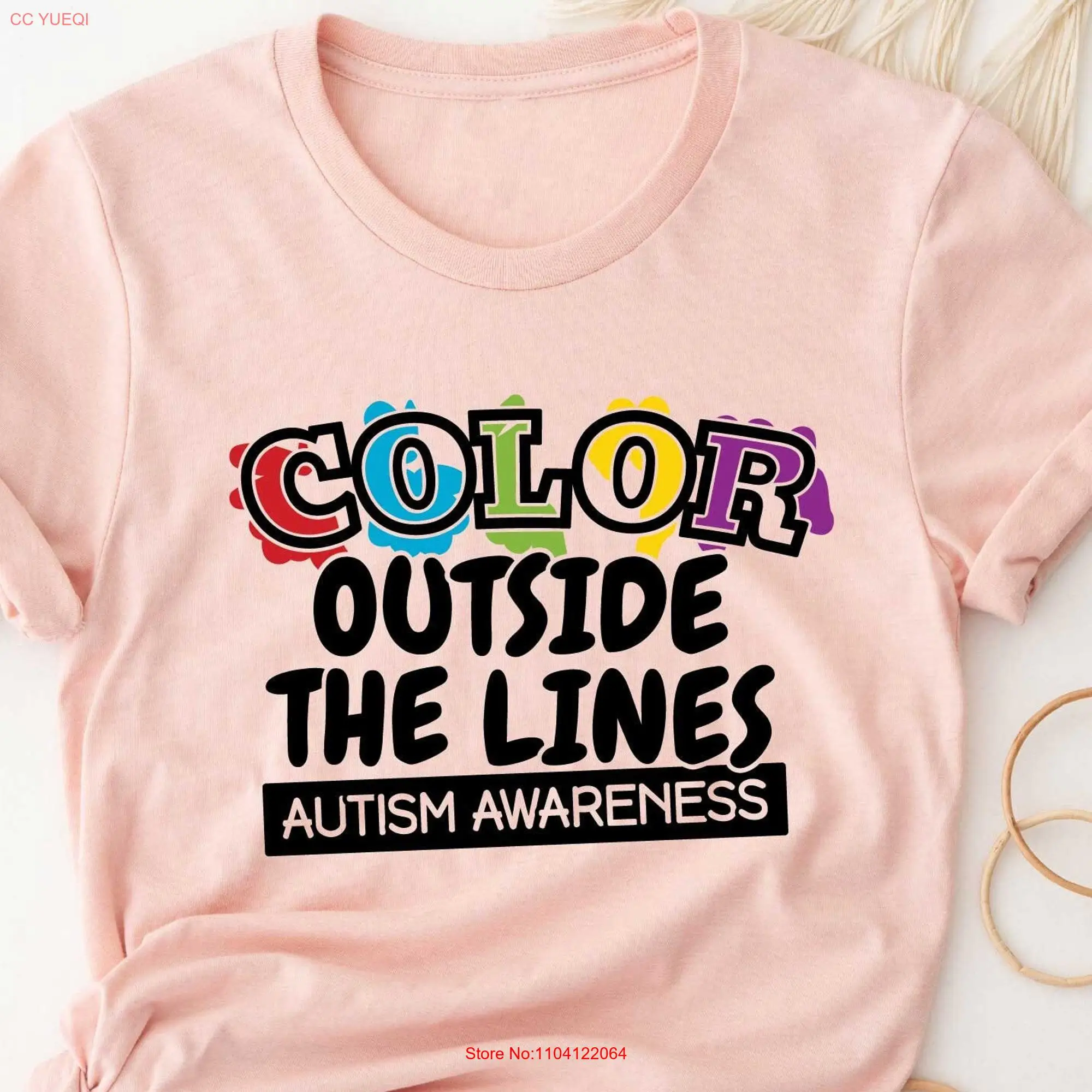 Autism Awareness T Shirt Special Education SupporT Mental Health For Color Outside The Lines long or short sleeves