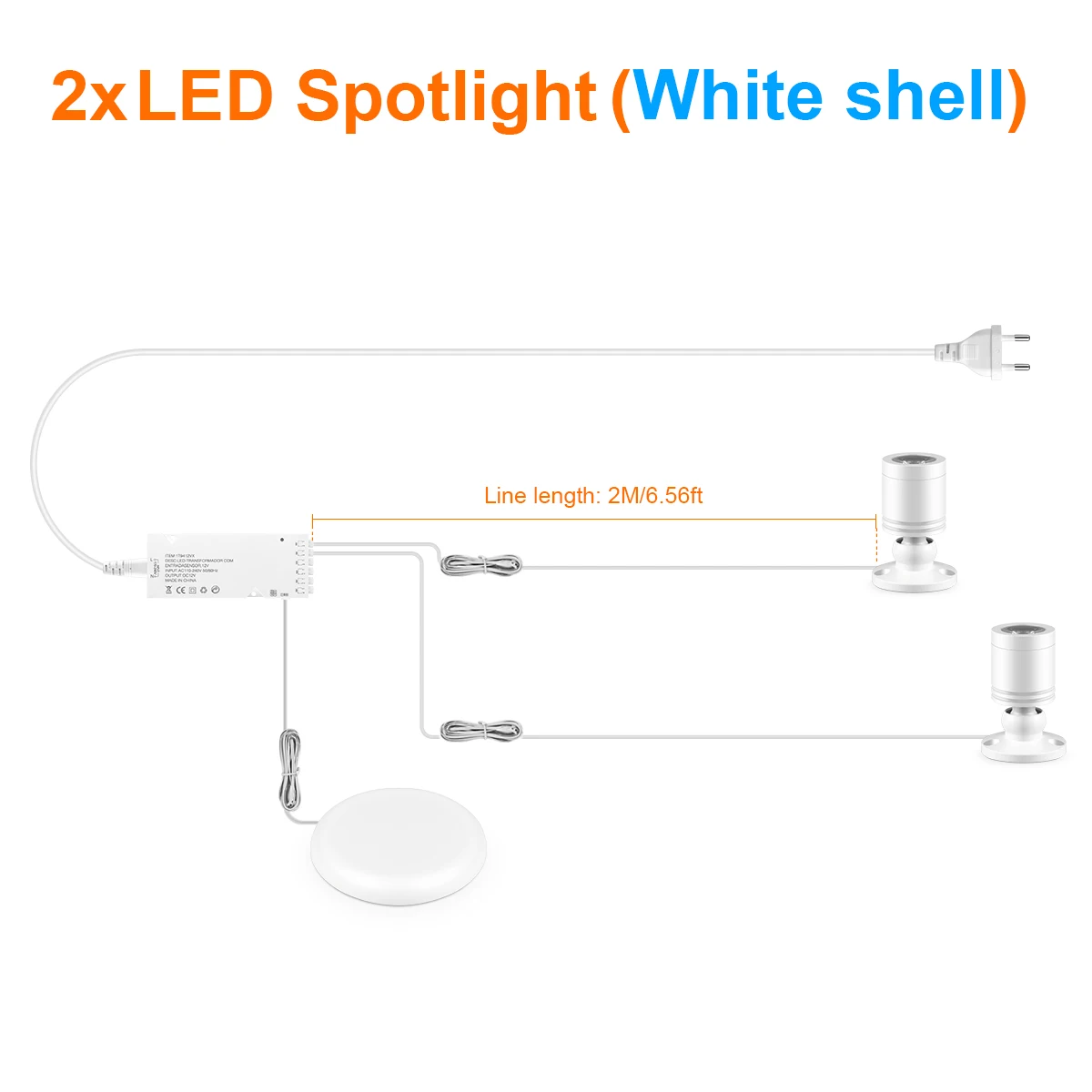 12V LED-kastdisplaylamp met aanraakschakelaardimmer - penetratie hout/glas 20 mm, 3W spotlight, warm/neutraal/wit