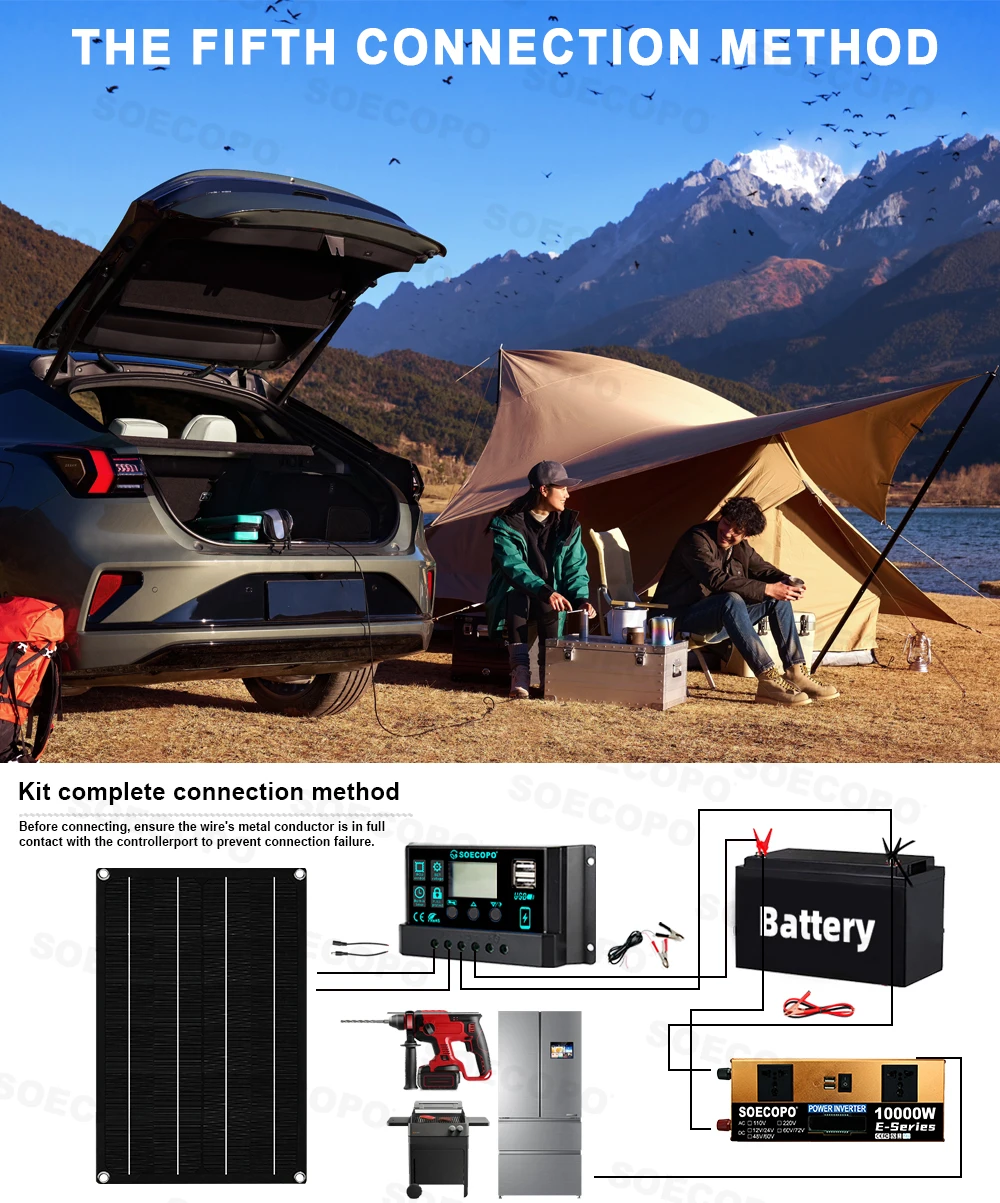 SOECOPO 10000W Solar System Complete Kit Dual 12V 24V To 110V 220V Inverter 100A Controller 800W Panel Off-Grid for Home/Camping