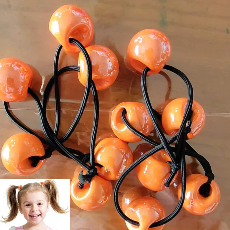 

10pcs Ponytailers Balls 20mm Round Opaque Multicolored Twin Hair Beads Bauble Hair Ties Ponytail Holders, Toddler Kids Bobble