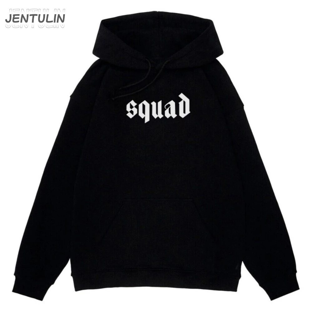 Harajuku Oversized Streetwear Pullover Men's Hoodies Squad Letter Graphic Print Hooded Sweatshirt Hip Hop Aesthetic Top Goth Y2k