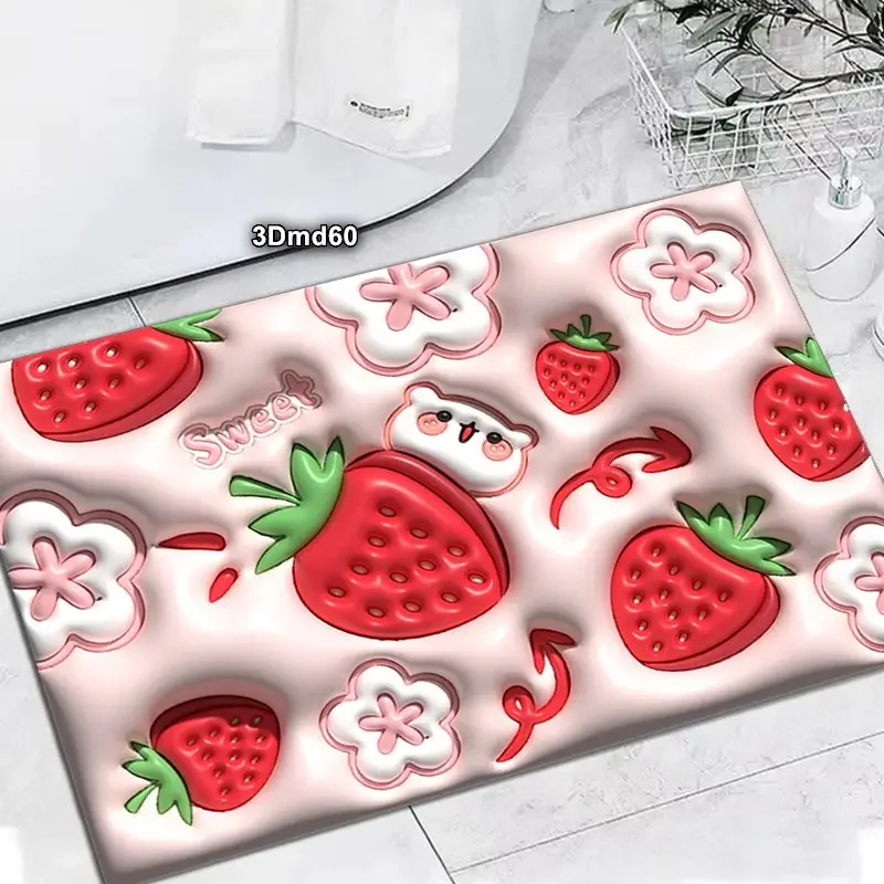 

Non Slip 5D Diatom Mud Mats Super Water Absorbent Bathroom Rug Quick Drying Floor Mats For Blue Tulip 3D Print Bathroom Mat