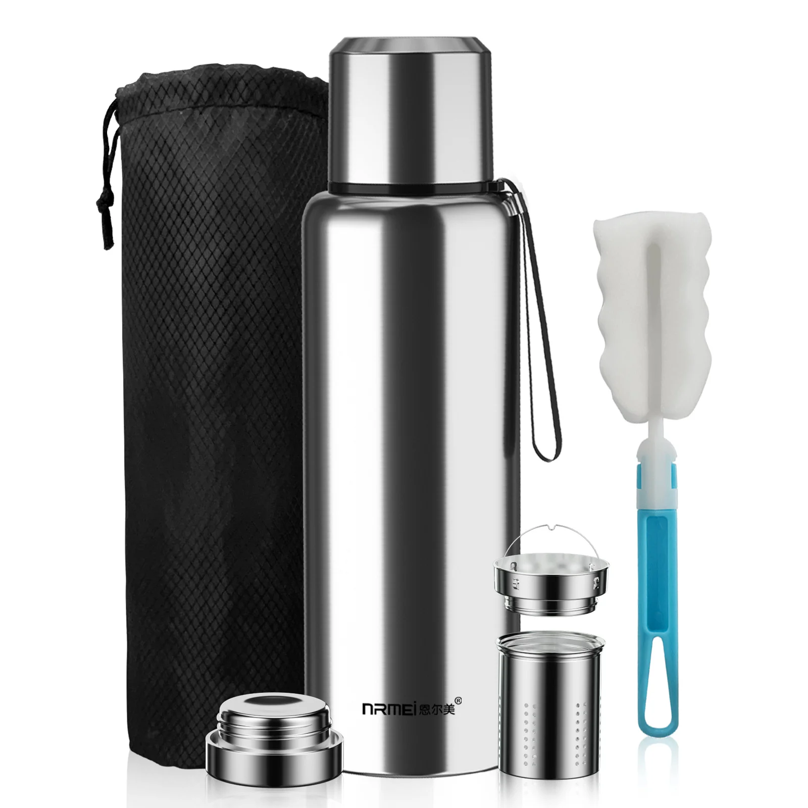 600/1000/1500ML Stainless Steel Vacuum Flask Outdoor Insulated Water Bottle Portable Tumblers Car Thermos Coffee Cup Rope Filter