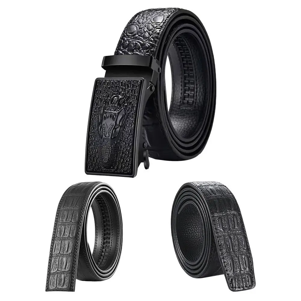 Strong Casual Fashion Vintage Business Belts Automatic Buckle Waistband Crocodile Pattern Waist Band Leather Belt