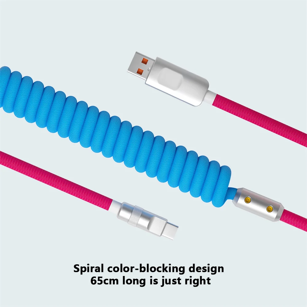 120W USB Type C Data Cable 3A USB to Type C Spring Pull Telescopic Fast Charging Data Cord for Sumsung Xiaomi POCO Huawei Honor