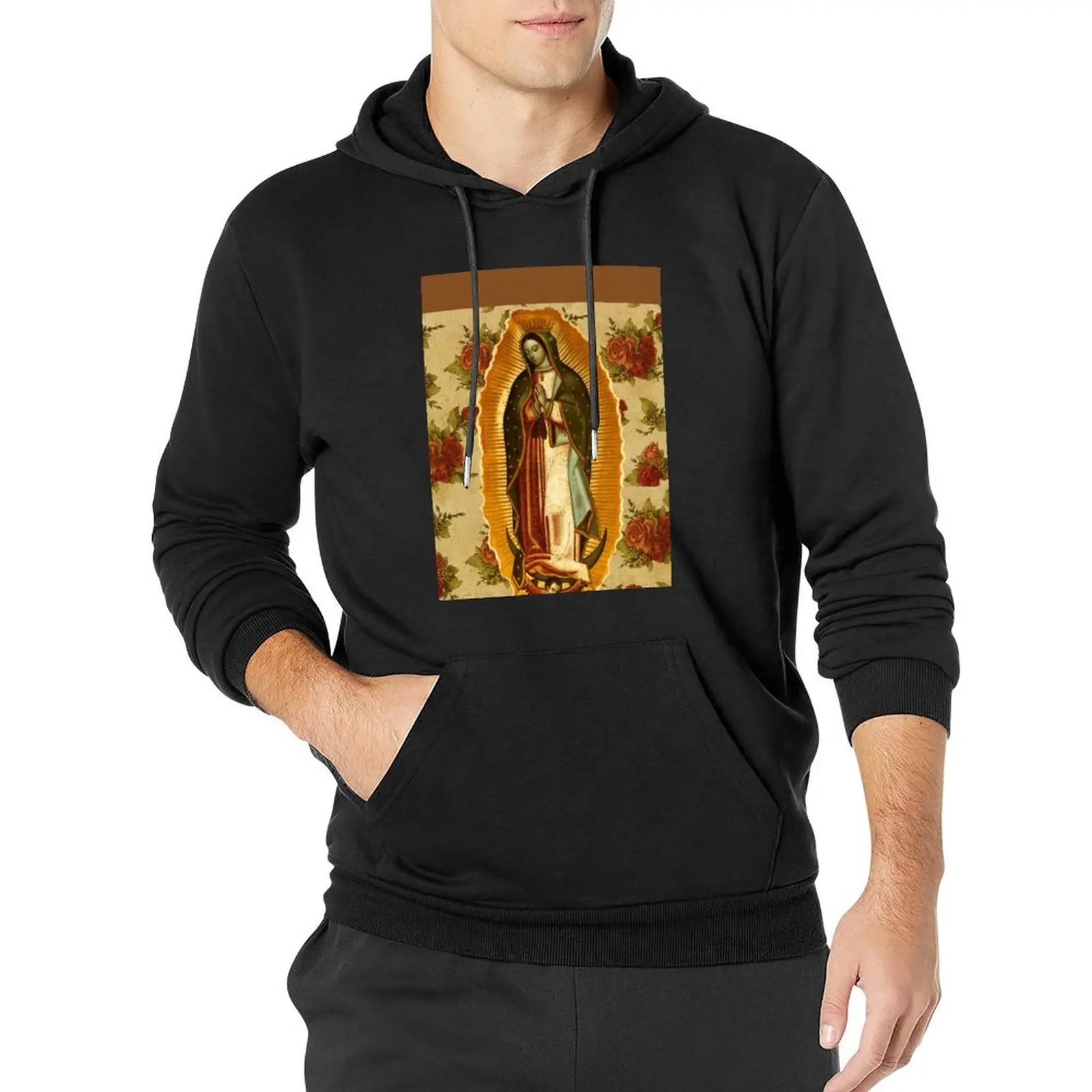 

Mexican Virgin Mary of Guadalupe Catholic Religious Christian Pullover Hoodie men clothes men's coat hoodies for men