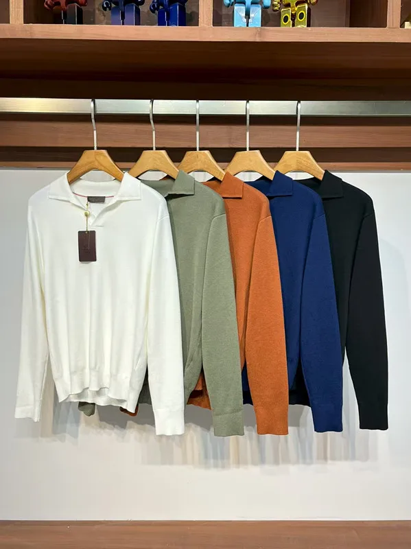 

Italian LP old money style 25 autumn and winter Haiou neck knitted sweater casual simple long-sleeved polo shirt