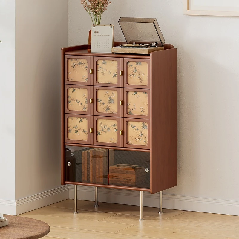 バケットキャビネット無垢材レトロリビングルームダイニングサイドキャビネットキッチンロッカー中世風ロッカーウォールキャビネット