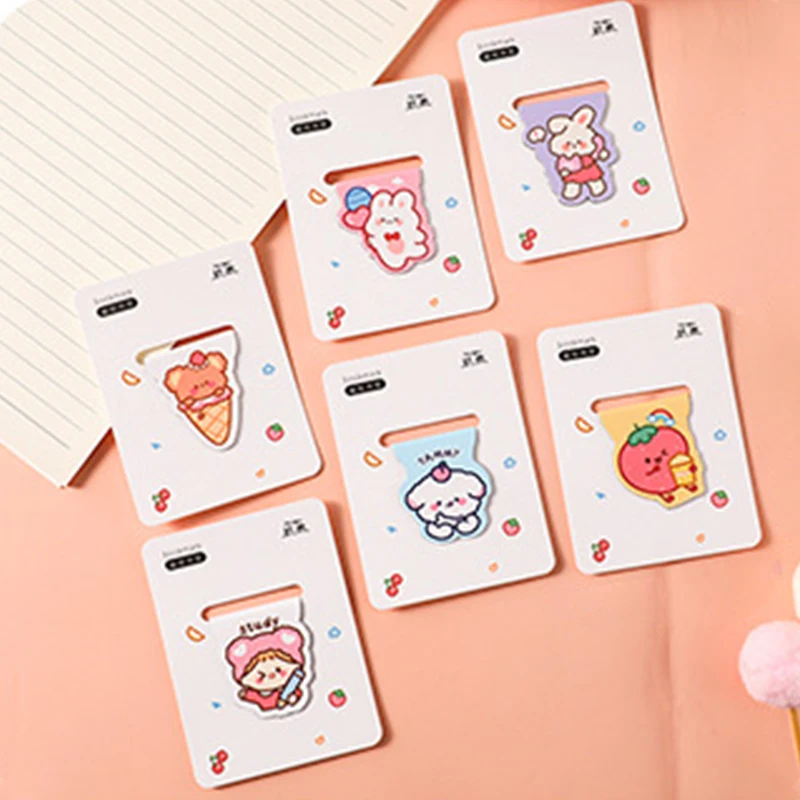 5 قطع لطيف الكرتون الدب المغناطيسي المرجعية ورقة كليب Kawaii أرنب طالب القرطاسية الكتب علامة من صفحة مدرسة مكتب التموين