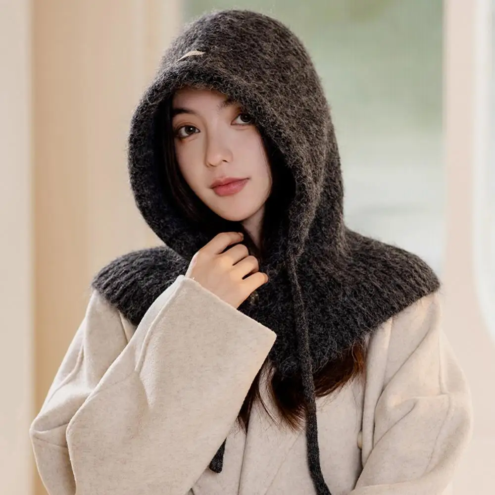 Winter Balaclava Hats Women Thicken Korean Balaclava Caps Pullover Cap Hip Hop Skullcap Short Hat One-Piece Neck Collar Beanies