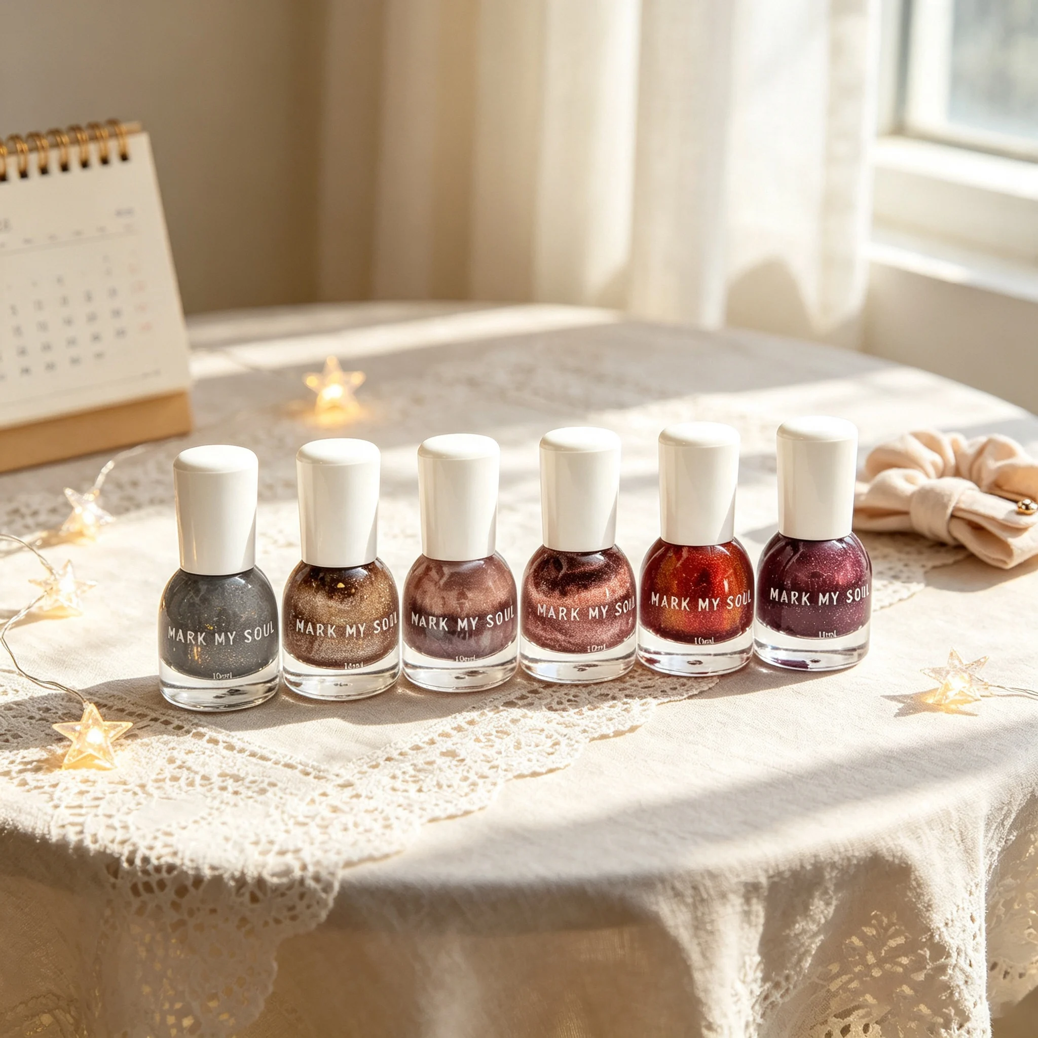 6Pcs Cool  Tone Silver  Grey Glitter Cat Eye Nail Polish Set, MARK MY SOUL No  cure Magnetic Nail Lacquer S109/S136/S134/S150/S9
