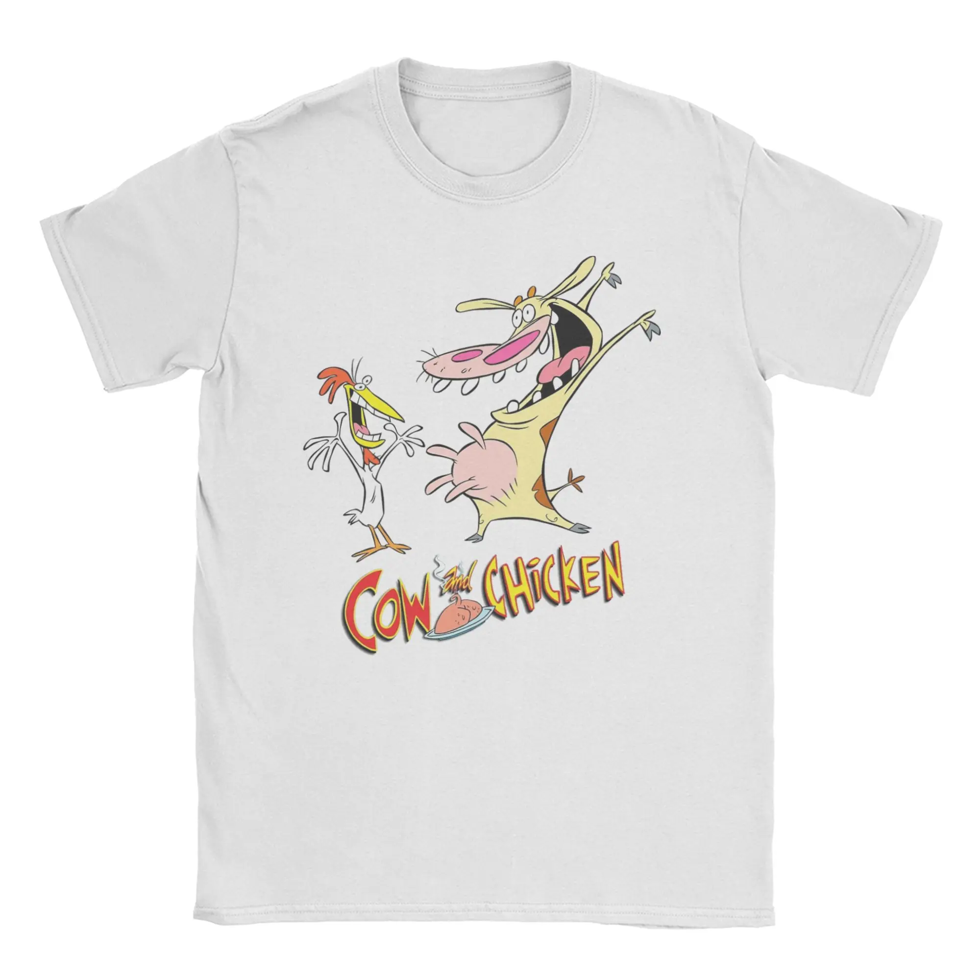 Men Women T-Shirts Surf's Up The Cow and Chicken Pure Cotton Tees Short Sleeve  T Shirt Round Collar Tops Graphic Printed