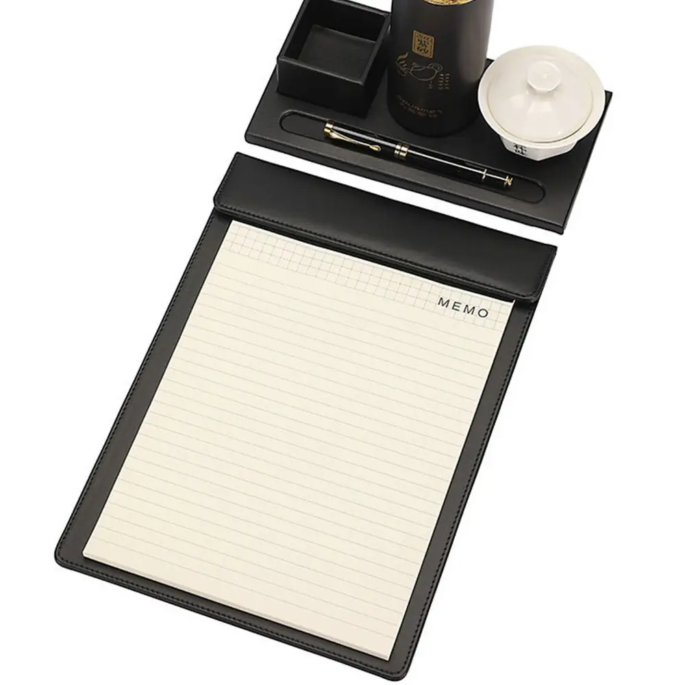 

Waterproof PU Leather Paper Folder Magnetic Pen Holder Clipboard Folder Portable Durable Menu Holder Students