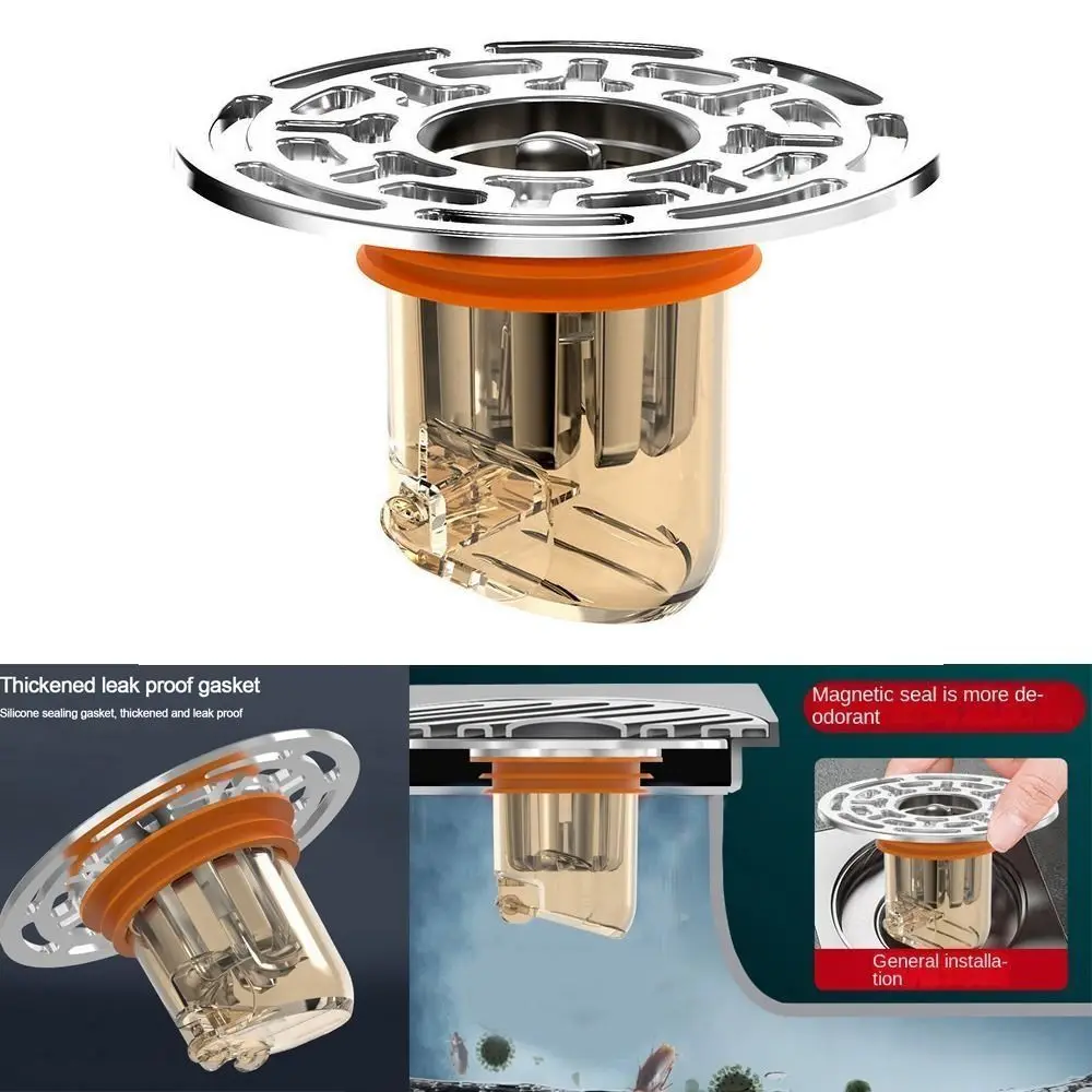 Self-Closing Floor Drain Core Odor Prevention Sealing Cover Bathroom Sewer Device Large Filter Screen Floor Strainer Cover