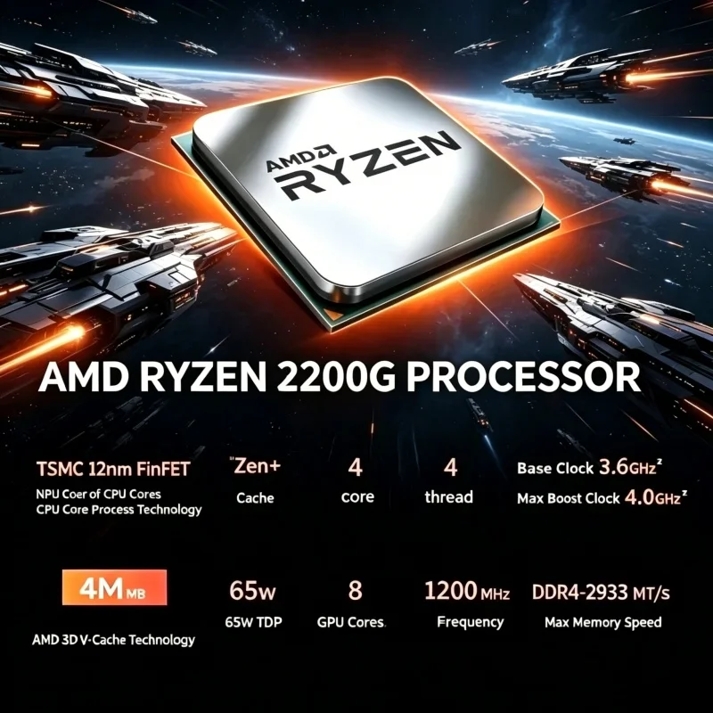 CPU AMD Snappy Ryzen 3 2200G, 4 Núcleos, 4 Subprocesos, 3.5GHz, Arquitectura Zen, 14nm, YD2200C5M4MFB, Socket AM4, Sin Ventilador