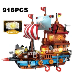 Creative Medieval Pirates Ship Building Blocks Boat Model Caribbean Sailboat Adventure Assemble Bricks Toys Gifts For Kids Adult