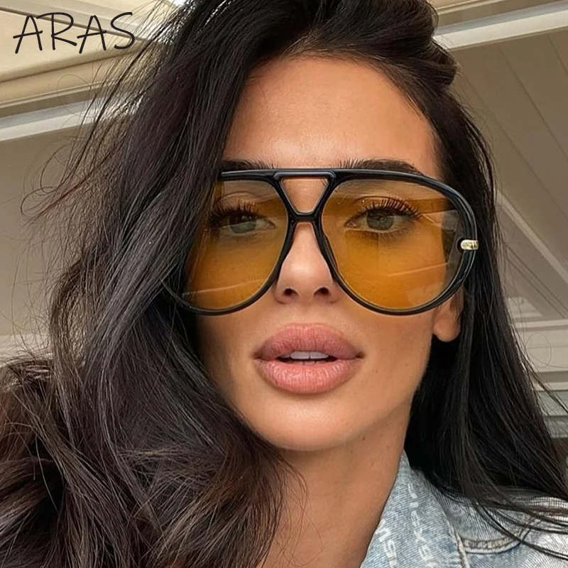 Oversized Oval Pilot Sunglasses Women 2026 Luxury Brand Double Beam Metal Frame Sun Glasses Lady Vintage UV Protection Eyewear