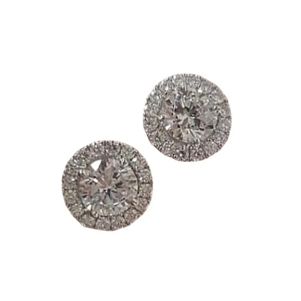 Pendientes brillantes y lujosos con botones De circón, pendientes redondos con vástago para Mujer, Aretes decorativos, Aretes De Acero De Inoxidable para Mujer, conejoьги