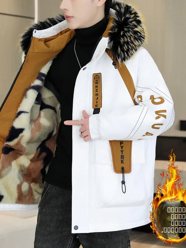 

Мужская теплая зимняя парка с воротником из искусственного меха, модная молодежная куртка из хлопка, повседневная верхняя одежда Cleanfit