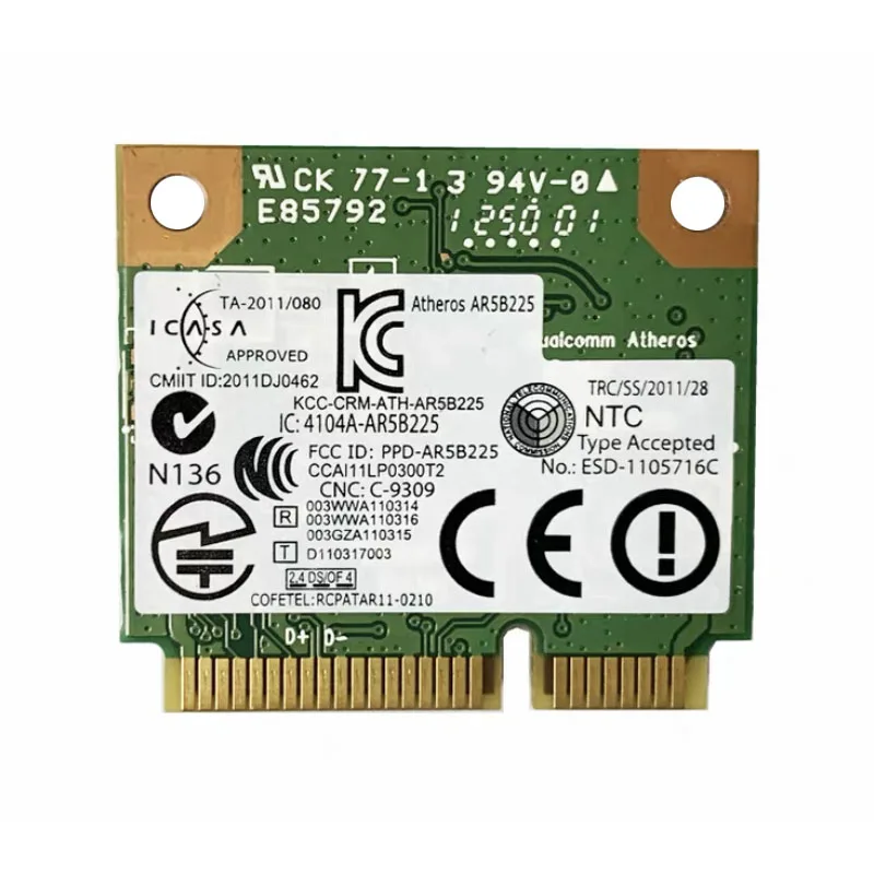 Placa de Rede Sem Fio 2026 Mini PCI e AR5B225 DW1703 WiFi 300Mbps Bluetooth 4.0 Compatível com Dell Vostro 470 2420 2710 V1440 1450 1540 1550