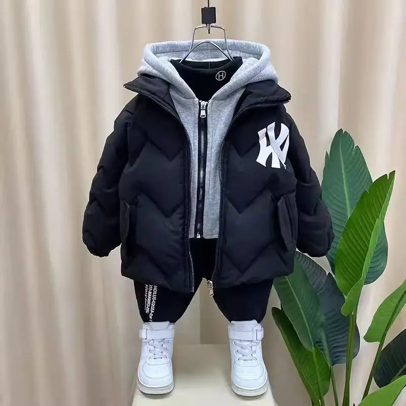 Boys Coat Jacket Overcoat Cotton 2023 Luxury Warm Thicken Velvet Winter Sports Teenager Plus Size Kids Children\'s Clothing