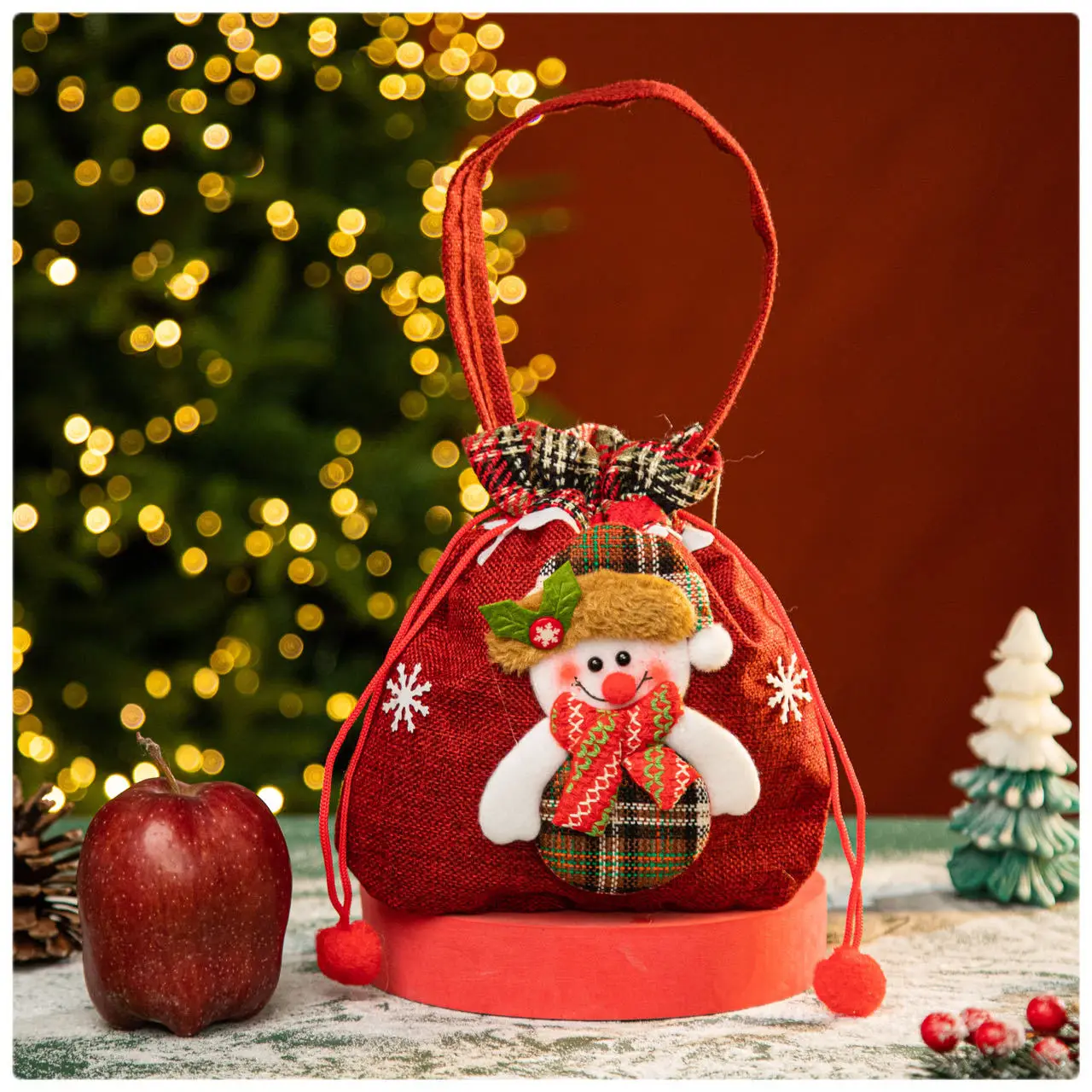 

2025 Christmas Bag Drawstring Flannel Christmas Gift Storage Bag Santa Claus Bag Children's Gift 2026 New Year Candy Bags