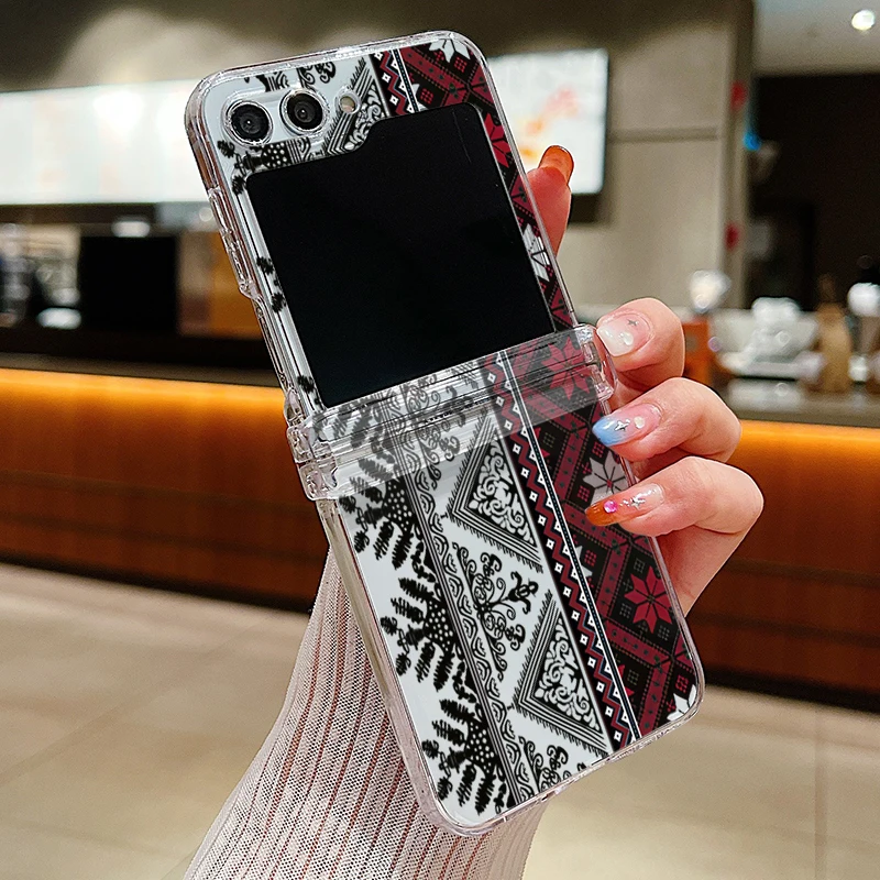 สําหรับ Samsung Galaxy Z Flip7 Flip5 Flip6 กรณี Vintage Totem รูปแบบพับ PC สําหรับ Samsung Galaxy Z Flip 7 6 5 4 3 5G
