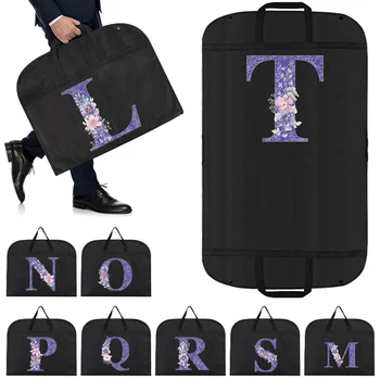 ぶら下げ衣類ダストカバーオーガナイザードレススーツコート収納袋紫色の花ガーメントバッグワードローブぶら下げ衣類オーガナイザー