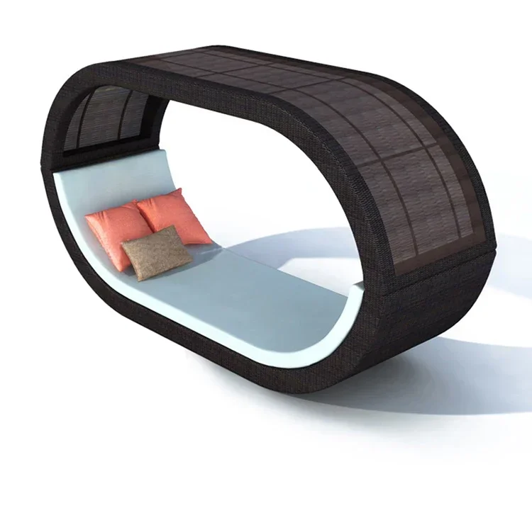 

Уличный шезлонг из ротанга для балкона, двора, виллы, бассейна, двойной водонепроницаемый пляжный лежак