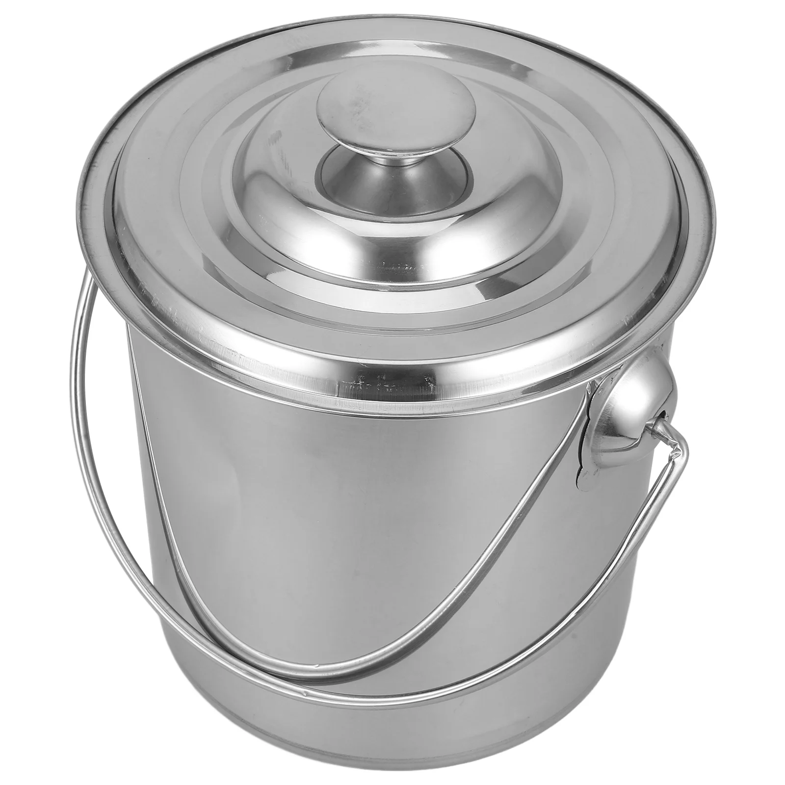 

1 PCS Stainless Steel Storage Pail Lid Large Capacity Φ20 H20cm Multi functional Rice Water Container Easy for Kitchen