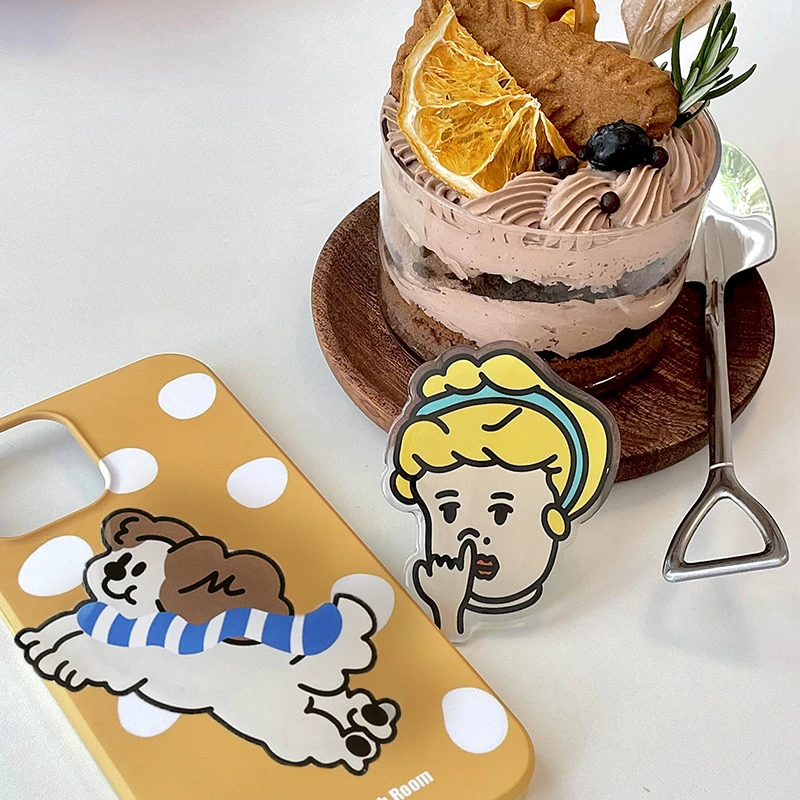 

Funny 3D Cute Girls Grip Tok Phone Bracket For iPhone 17 16 Pro Max Lovely Dog Stand Griptok Finger Support Holder Accessories