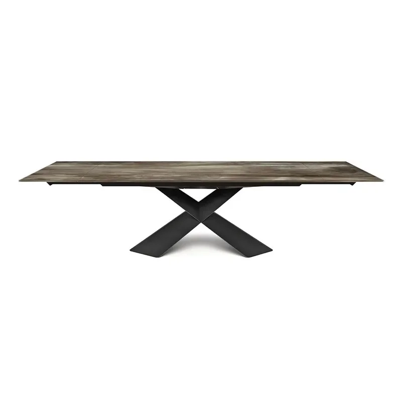 Italian rock slab dining table retractable rectangular folding light luxury table