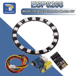 ESP8266 ESP-01 ESP-01S RGB LED Controller Module for Arduino IDE WS2812 WS2812B 16 Bits Light Ring Smart Electronic DIY Kit