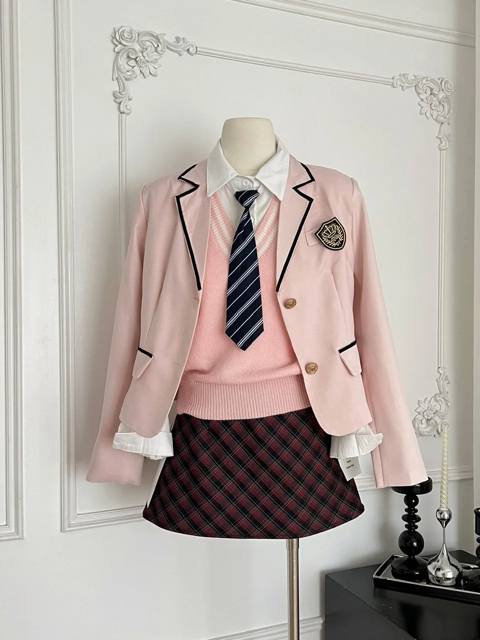 

Комплект женского костюма в клетку Ele Plaid с жилетом Jaet и юбкой для колледжа Sle Faion Ensemble, осеннее тепло