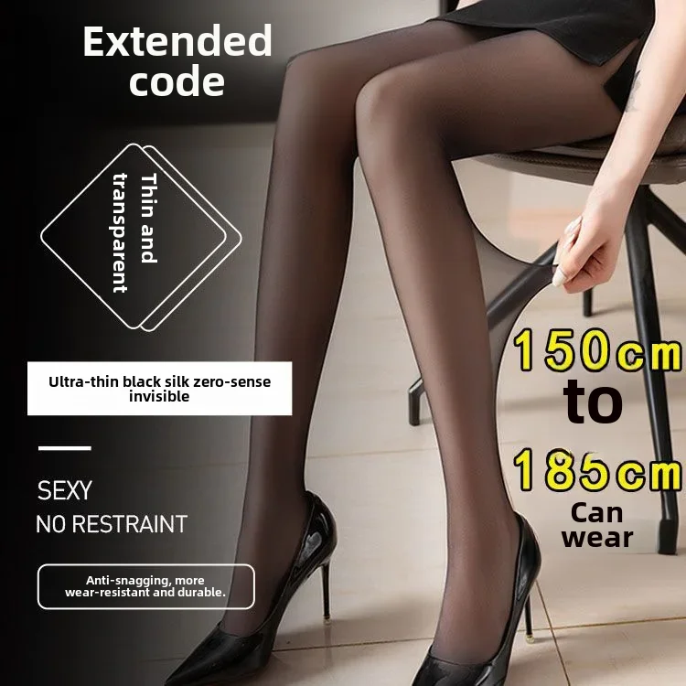 Women's Sexy High-waist Plus-length Black Silk Stockings Ultra-thin Summer Specialty Leg-shaping Slimming Tights Anti-hook