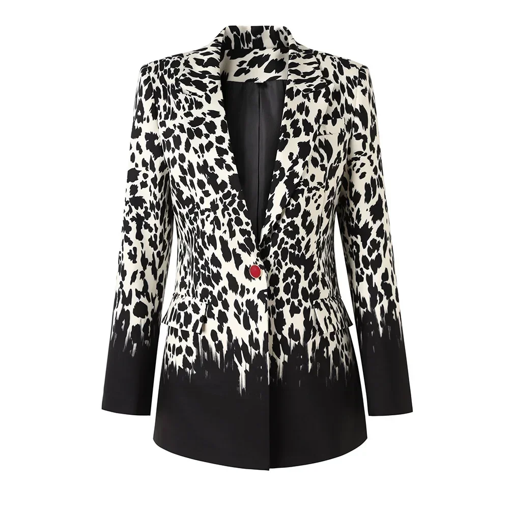 Luipaard Damespak Dames Formele Blazer Dames Dames Lange Mouw Met Enkele Knoop Slanke Zakelijke Werkkleding Kantoorjas Jas