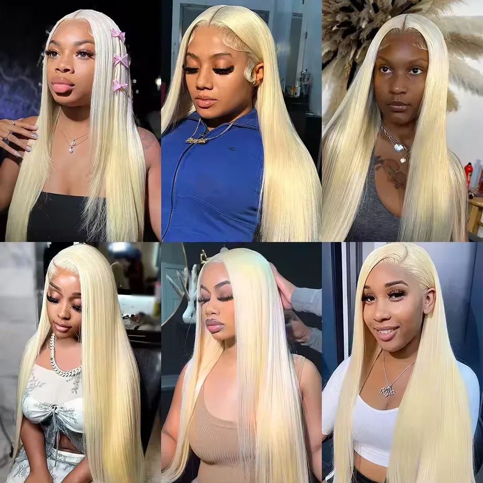 Rambut Asli 30 40 Inch 613 Honey Blonde 13x4 Hd Transparent Lace Front Human Hair 13x4 Bone Straight Lace Frontal Wig untuk Wanita 250 Density
