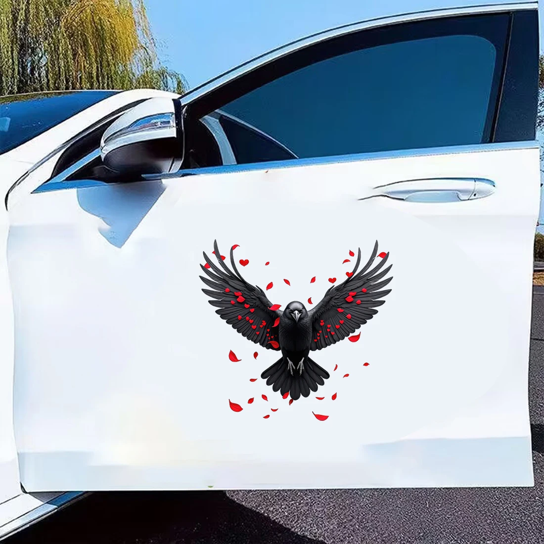 Three Ratels CC107 Dark Night Crow and Cherry Blossom Art Animal Wall Stickers for Home Decoration Personalized Car decals
