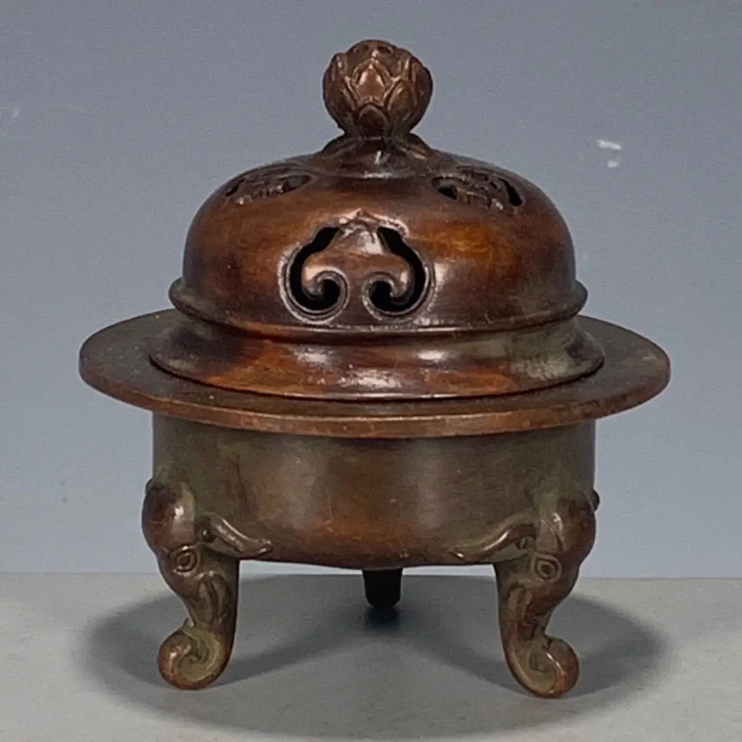 Elephant-legged three-legged lotus tripod Incense Burner Statue for Tea Home Decor Ornaments