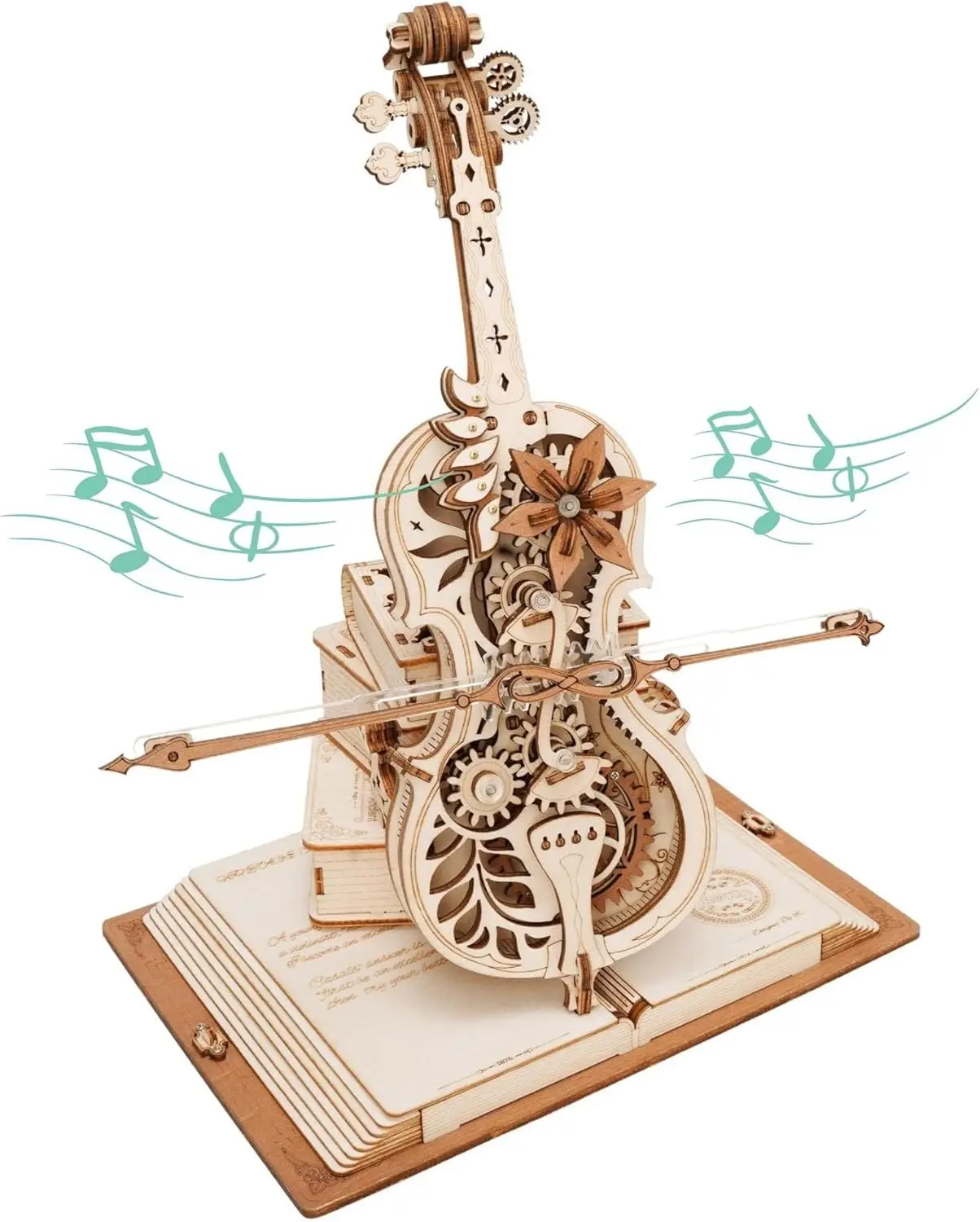 

1:5 Scale Cello Model Kit with Base, 199pcs Wooden Music Box Building Set for Adults Desk Gift Hobby