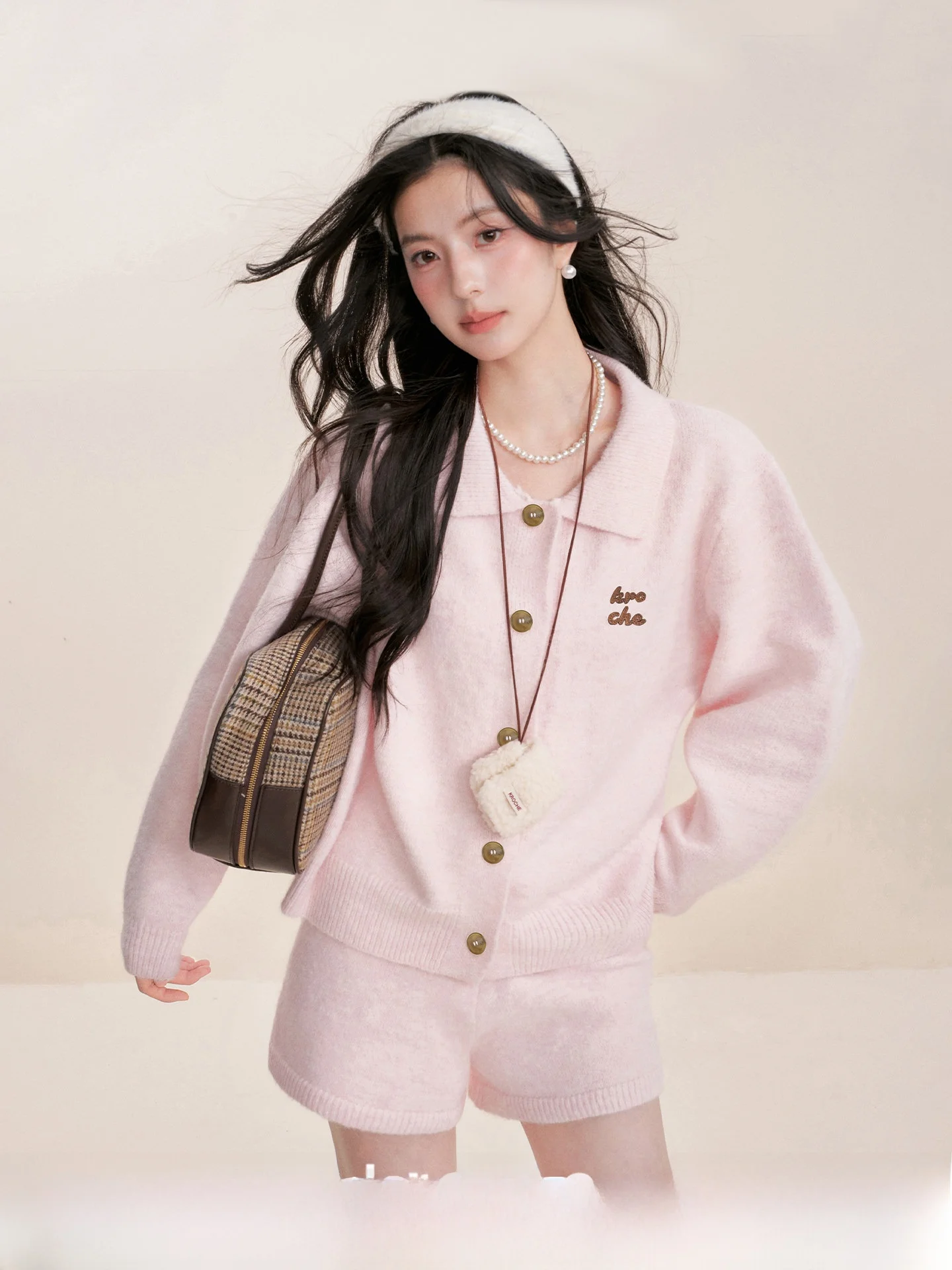 

Открытый кардиган из смеси шерсти Kroche, свитер, футболка, комплект с лацканами Ne Design, длинные брюки и орты для женщин, осень-зима