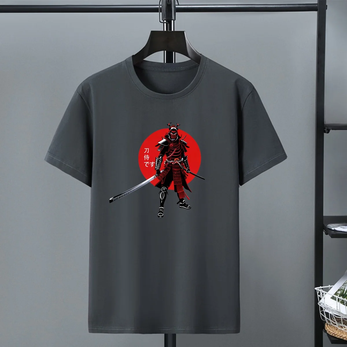 Japão samurai impressão camiseta masculina de algodão manga curta topo verão moda camiseta casual harajuku