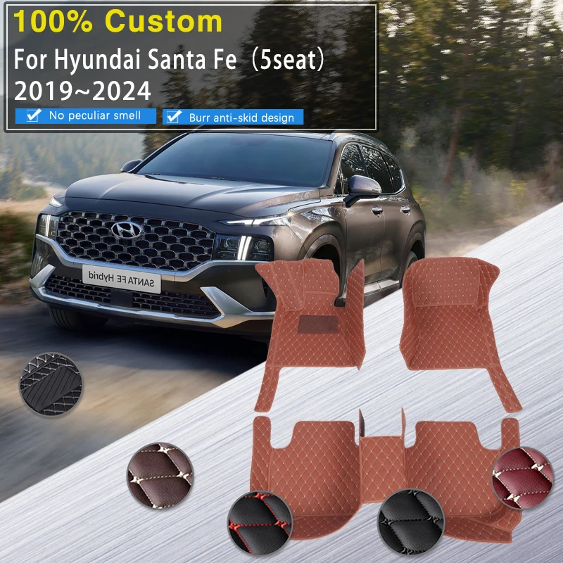 

Luxury Car Floor Mats For Hyundai Santa Fe TM 2019 2020 2021 2022 2023 2024 5seat Waterproof Pad Car Matt Carpet Car Accessories