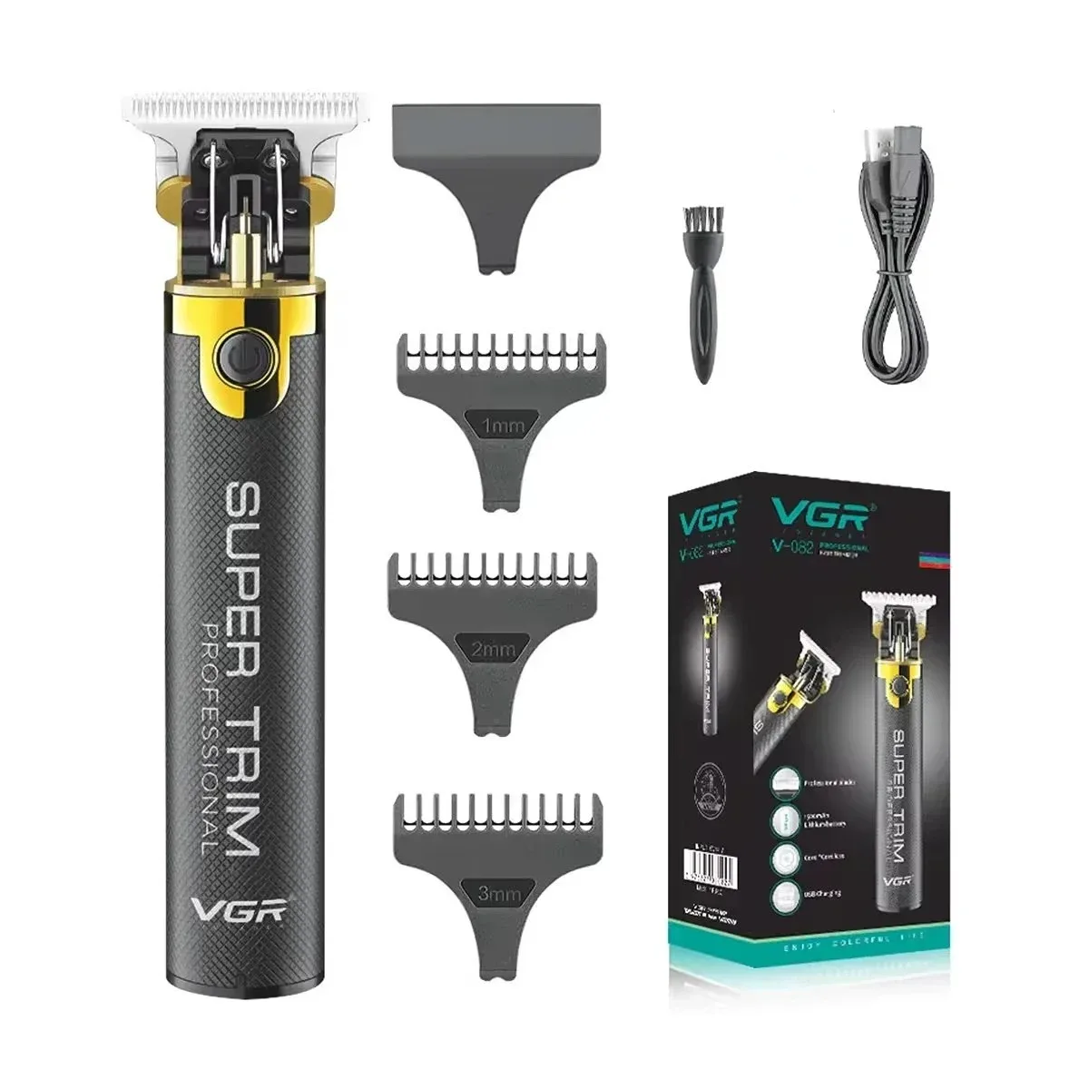 VGR 헤어 트리머 전문가용 클리퍼 전기식 헤어컷 머신 T9 충전식 이발사용 클리퍼 금속 남성용 헤어 트리머 V-082