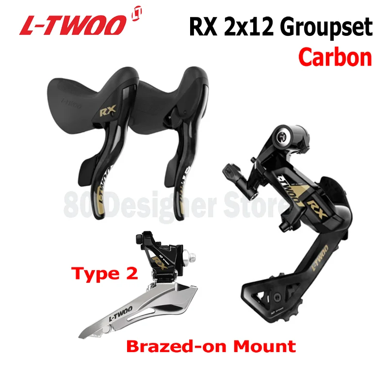 LTWOO RX 2x12 Speed Road 24s Road Groupset 4Kit,Carbon Fiber Shifter+Carbon Fiber Rear Derailleur+Front Derailleur, 34T Cassette