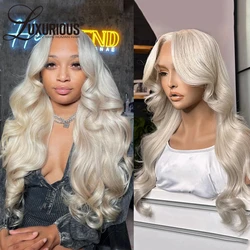 Platinablonde Gelaagde Menselijk Haar Lijmloze 5X5 Sluiting Pruiken Pretokkelde Transparante Body Wave 250 Dichtheid 13X4 Kant Voorkant Pruik